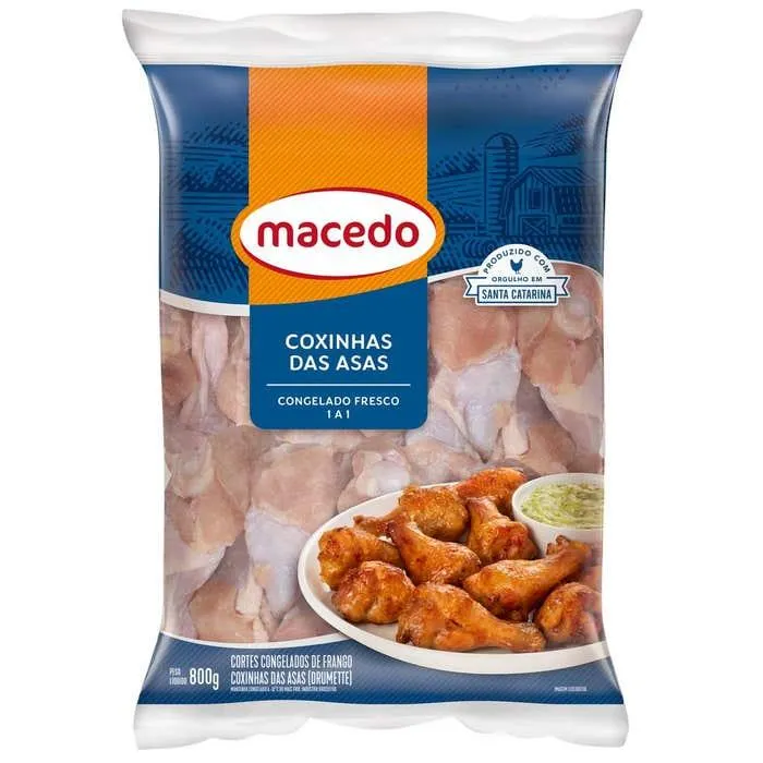 Coxinha Asa Frango Macedo Iqf 800g