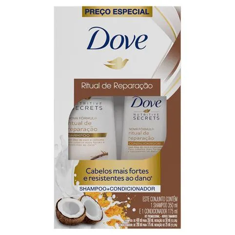Kit Dove Shampoo 350ml + Condicionador 175ml Ritual de Reparação