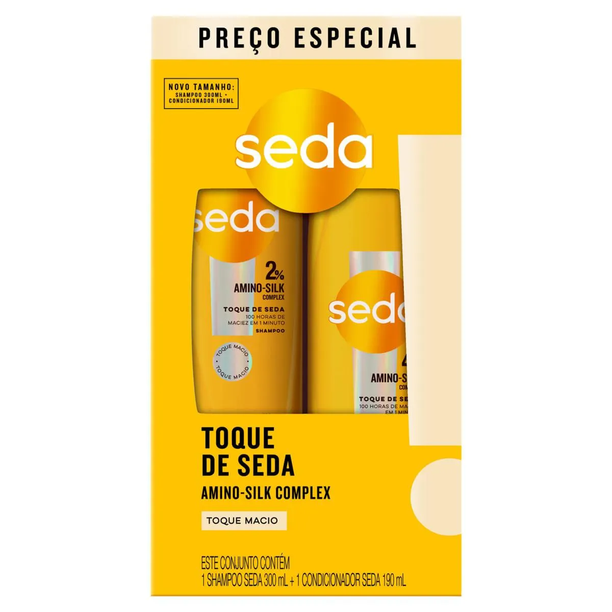 Shampoo 300ml e Condicionador 190ml Seda Toque de Seda