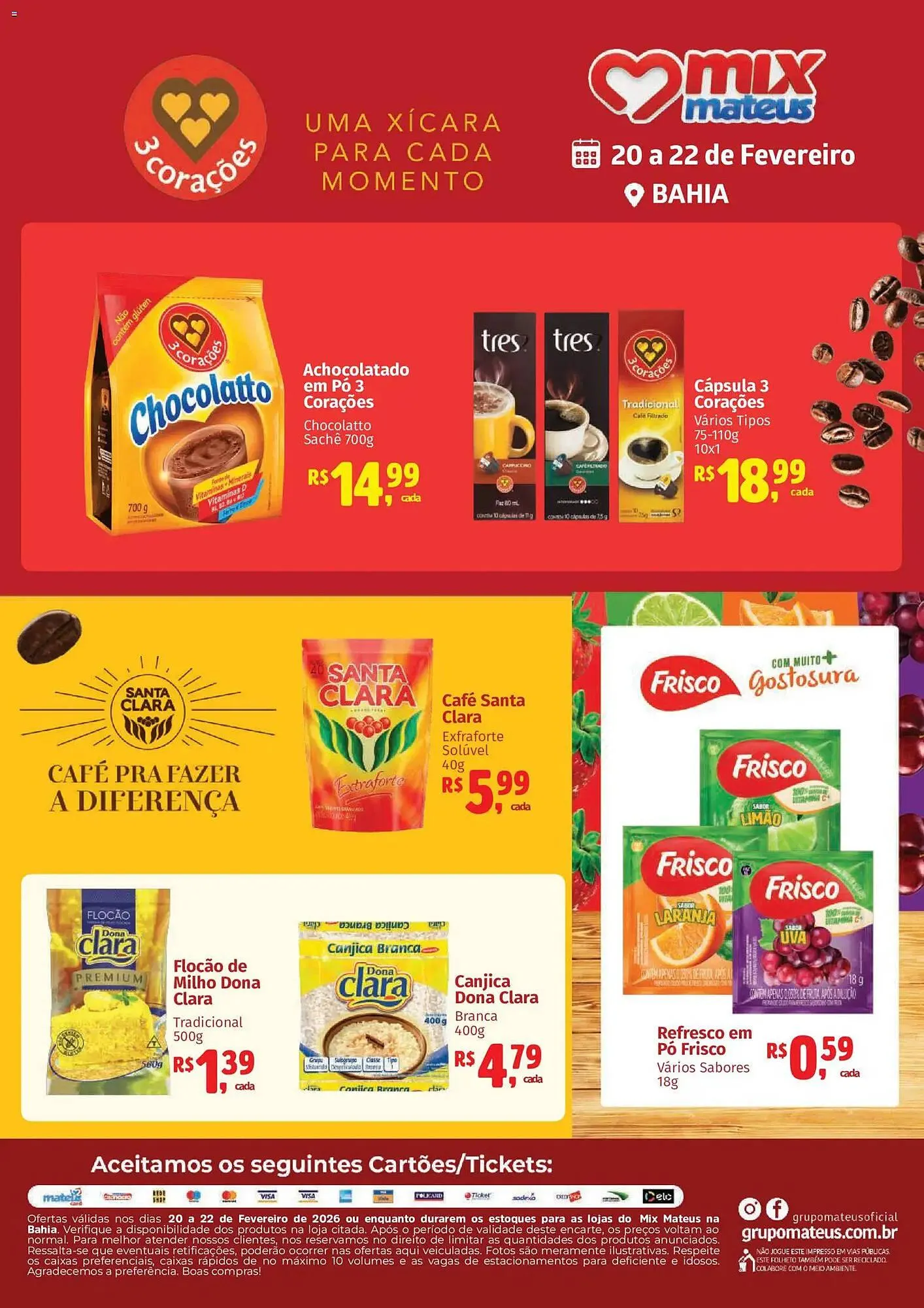 Encarte de Catálogo Supermercados Mateus 20 de fevereiro até 22 de fevereiro 2026 - Pagina 1