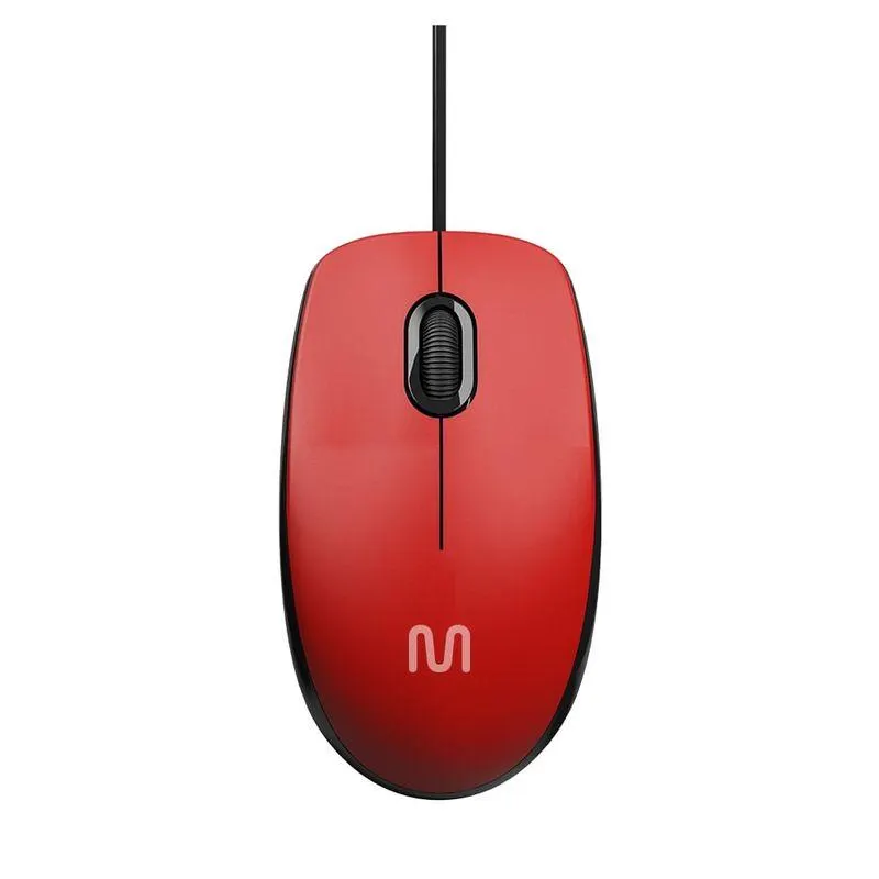 Mouse Com Fio MF400 Clique Silencioso Conexão USB 1200dpi Cabo de 180cm 3 Botões Vermelho Multilaser - MO390