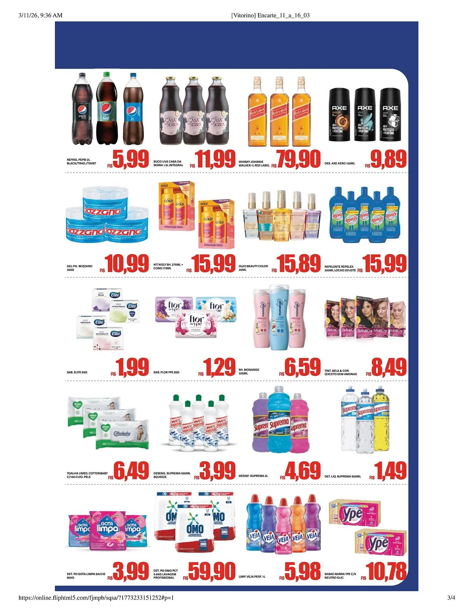 Encarte de Catálogo Supermercado Vitorino 11 de março até 16 de março 2026 - Pagina 3