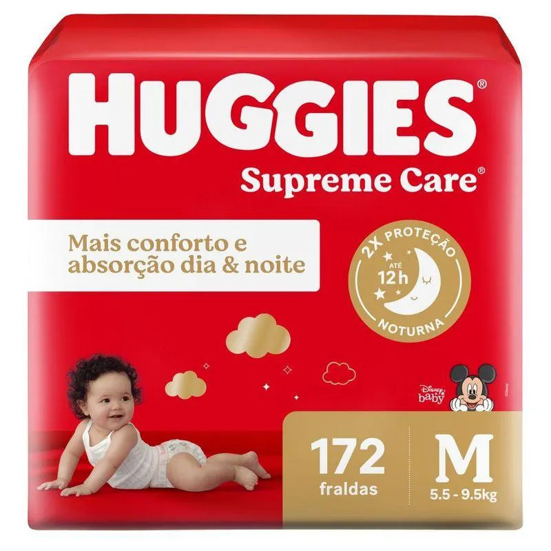 Fralda Huggies Supreme Care Giga Tamanho M Com 172 Unidades