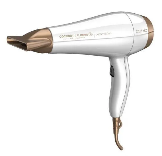 Secador de Cabelos Gama Coconut & Almond - Ceramic Ion - Branco/Dourado