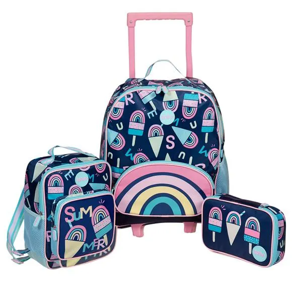 Kit escolar infantil sorvete alfabeto azul