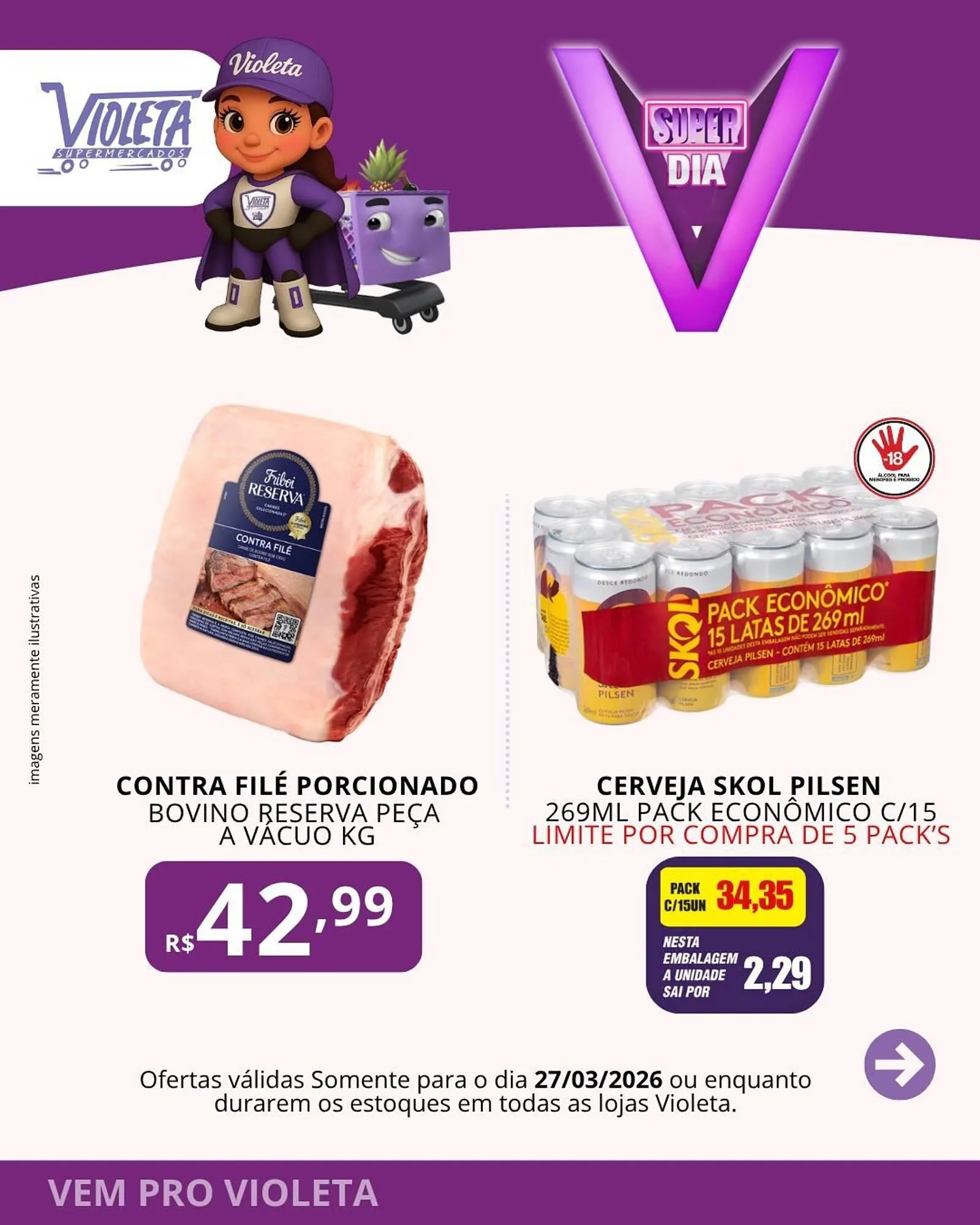 Encarte de Catálogo Violeta Supermercados 27 de março até 27 de março 2026 - Pagina 3