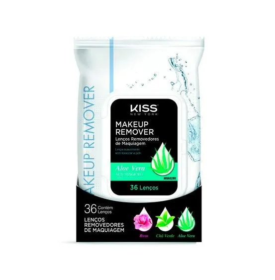 Lenço Removedor Maquiagem Kiss Aloe Vera C/ 36un