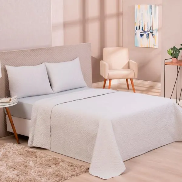 Cobre Leito Colcha Casal Avulso Colors Cinza Cromio Vestcasa