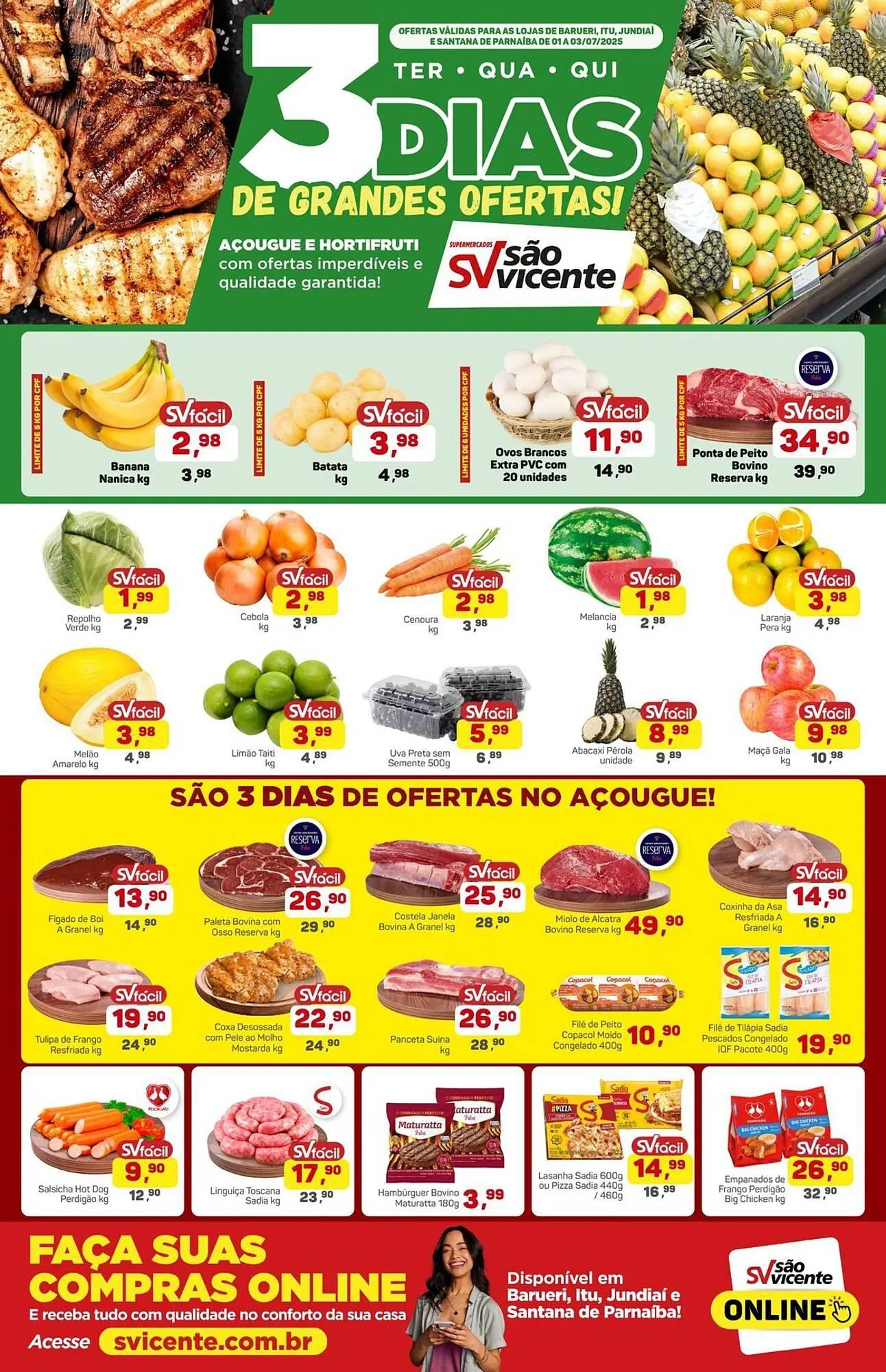 Encarte de Catálogo Supermercados São Vicente 1 de julho até 3 de julho 2025 - Pagina 1