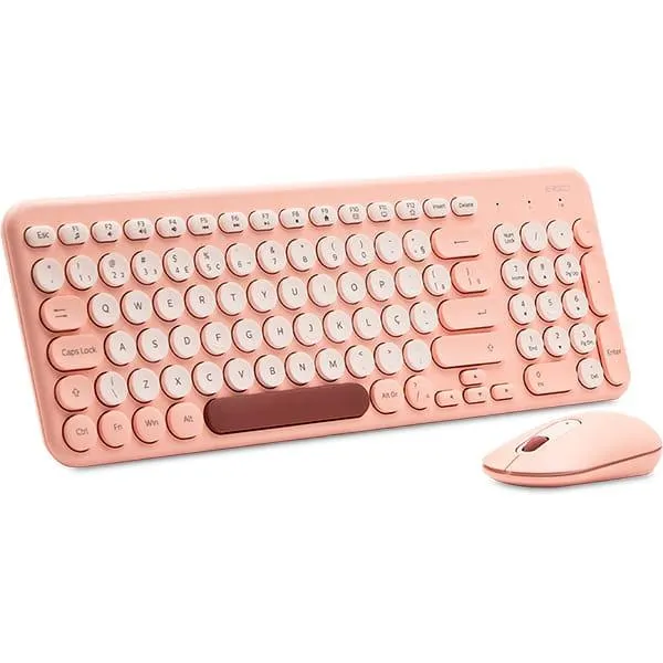 Teclado e Mouse sem Fio, Wireless, Padrão ABNT2, Coral, KMW278P, Ergo - CX 1 UN