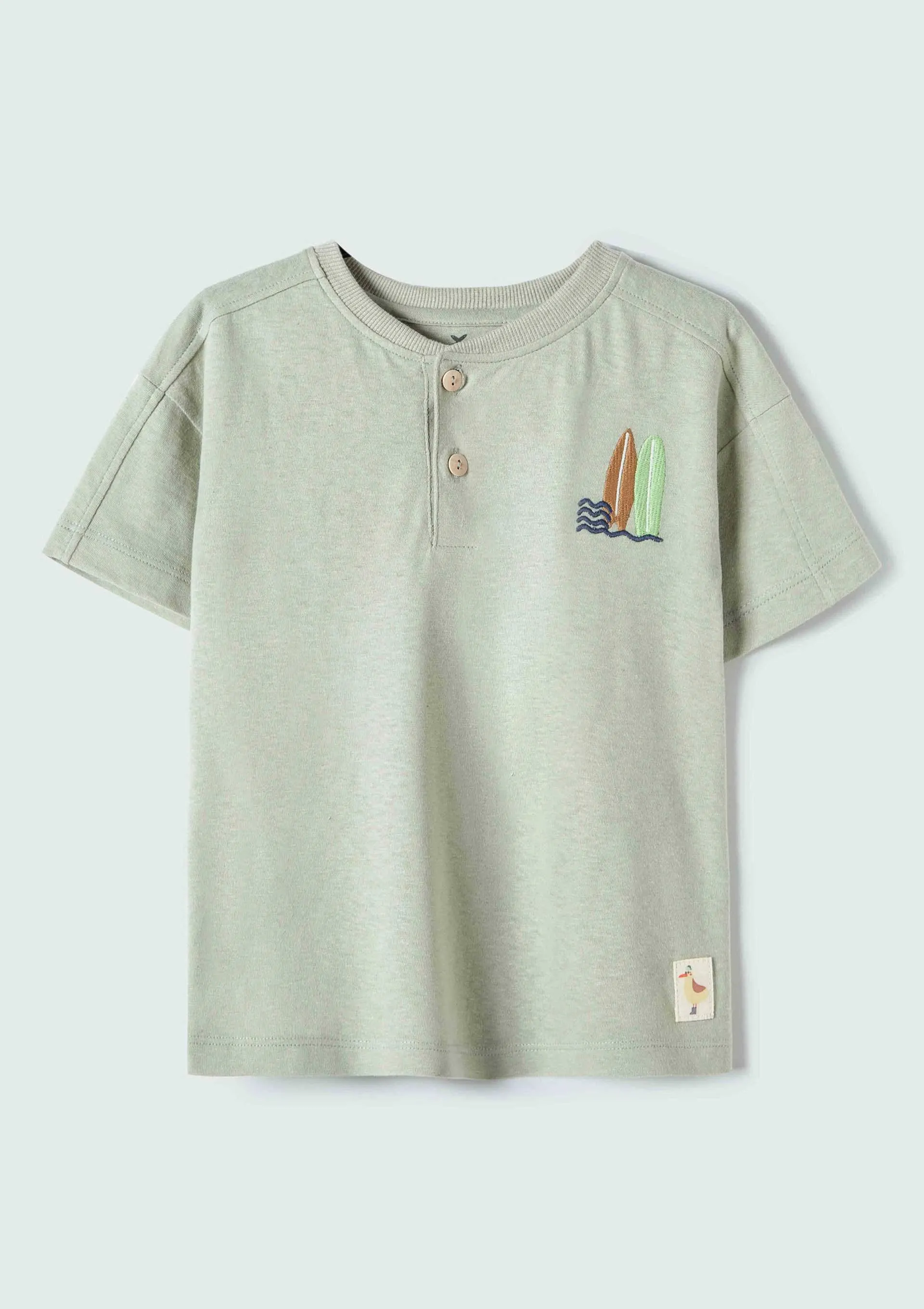 Camiseta Infantil Menino Toddler Manga Curta Com Bordado - Verde