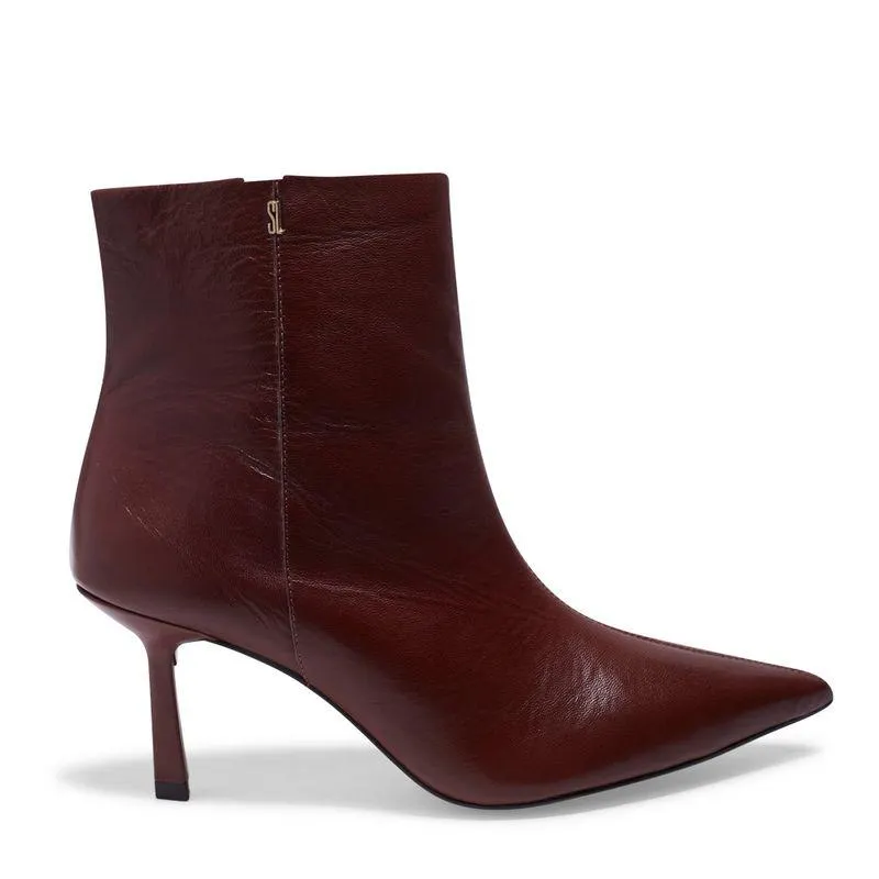 Bota Marrom Couro Salto Fino