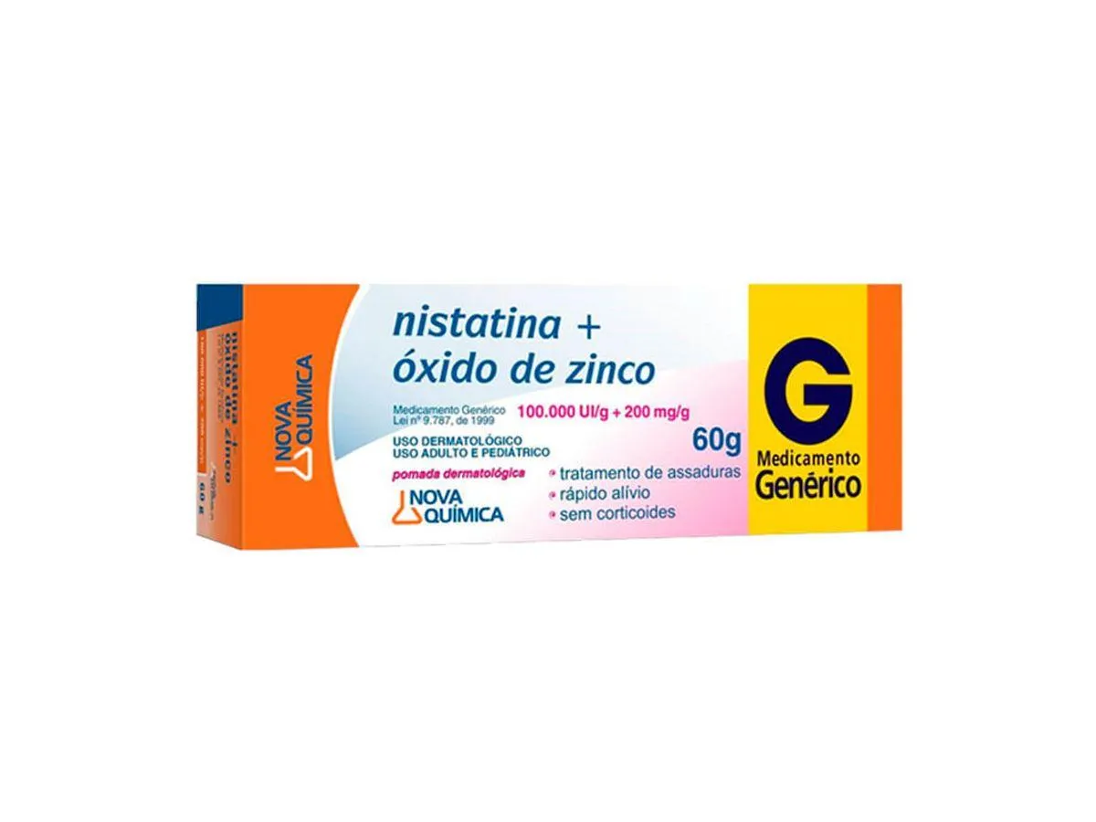 Nistatina 100.000UI/g + Óxido de Zinco 200mg/g Nova Química Pomada Dermatológica 60g