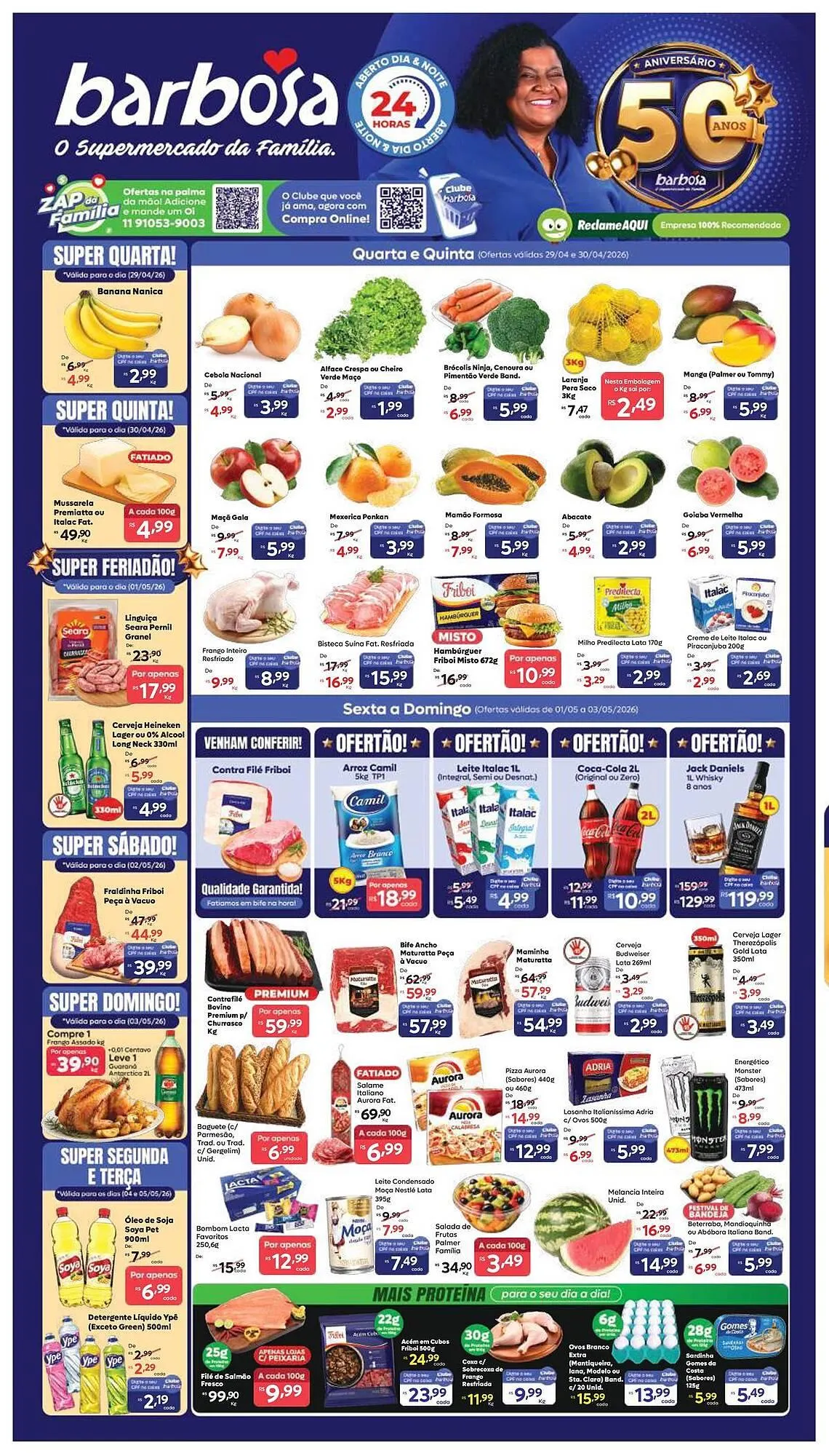 Encarte de Tabloide Barbosa Supermercados 29 de abril até 5 de maio 2026 - Pagina 1