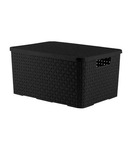Caixa Organizadora Rattan Preta New Plastic 16L 37,5x27,5x18,5cm 7441245