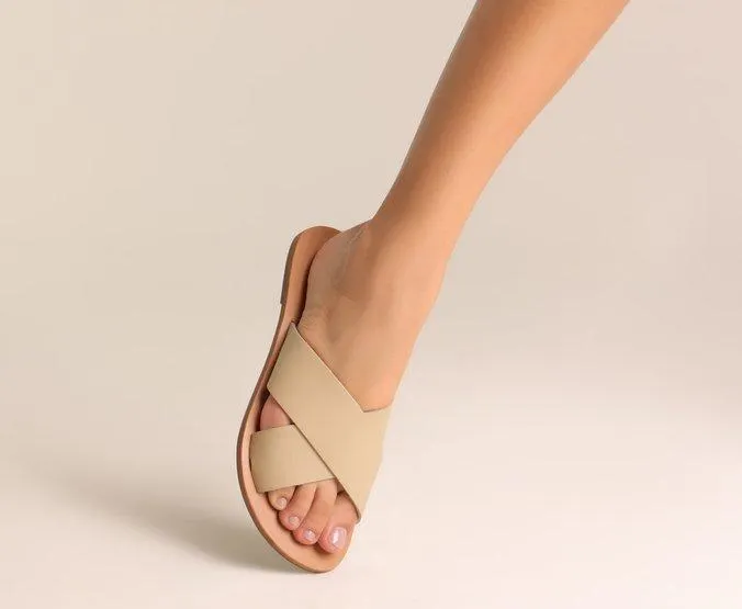 Rasteira Nude Tiras Cruzadas