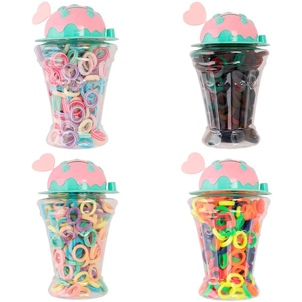 Kit Elásticos para Cabelo Pote com 200 Peças Poliéster Sortido 2cm LM2807 - honeyhome