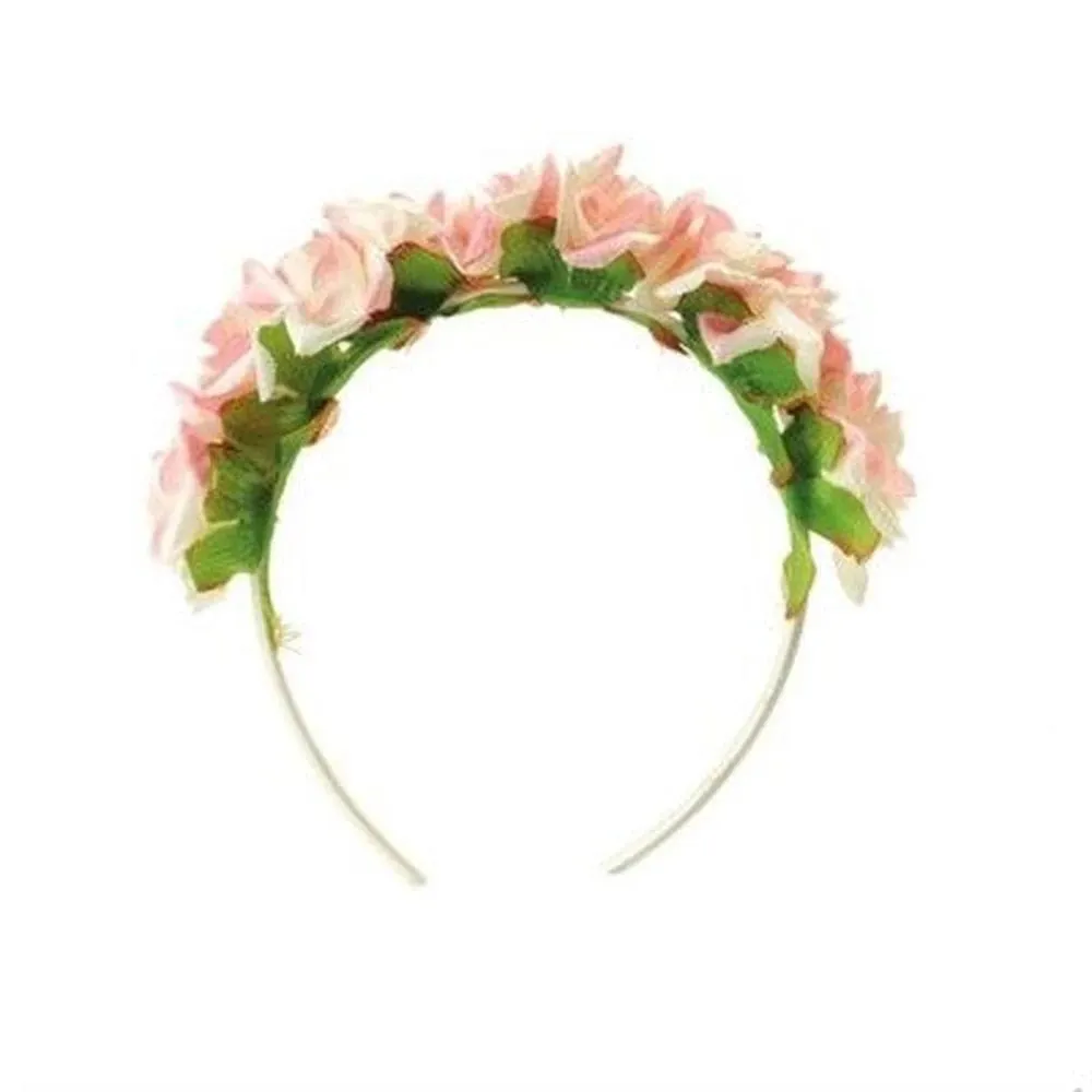 Tiara Floral Rosa e Branco - Cromus