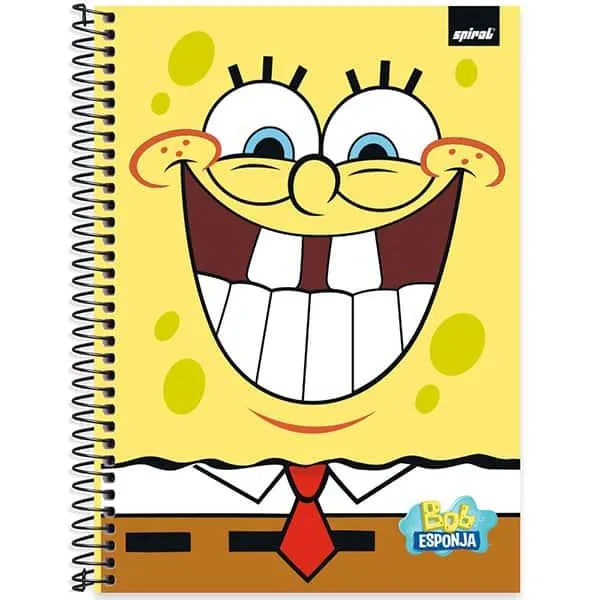 Caderno Universitário Capa Dura 1x1 80 Folhas Bob Esponja Spiral Bob - PT 1 UN