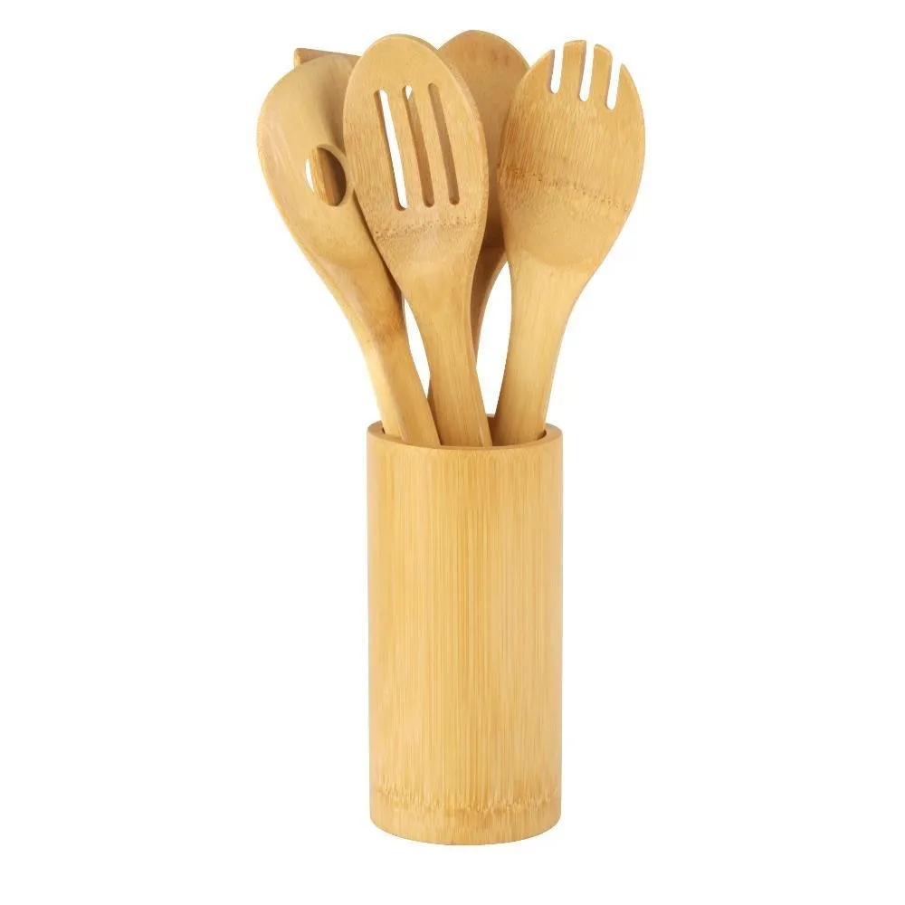 Jogo de Colheres de Bambu com Suporte 5 Peças - A\CASA
