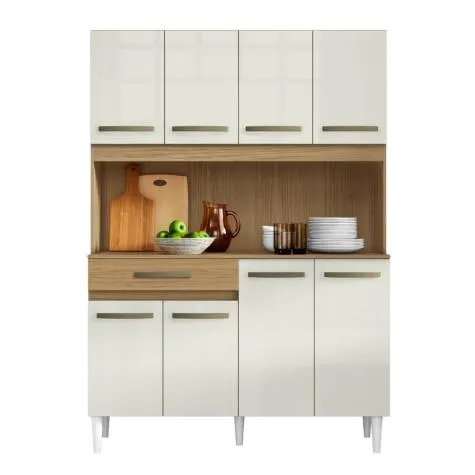 Armário de Cozinha Completa Cleo 8 Portas 1 Gaveta Atacama / Off White