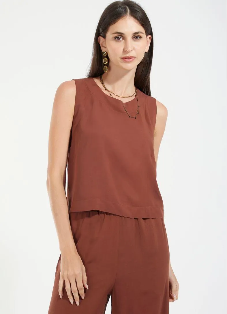 Regata shell viscose lisa marrom