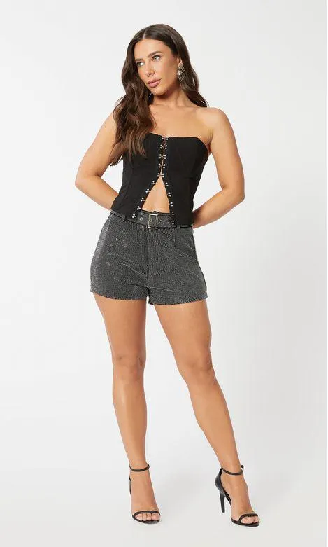 Short Cinto Termo Brilho - Preto