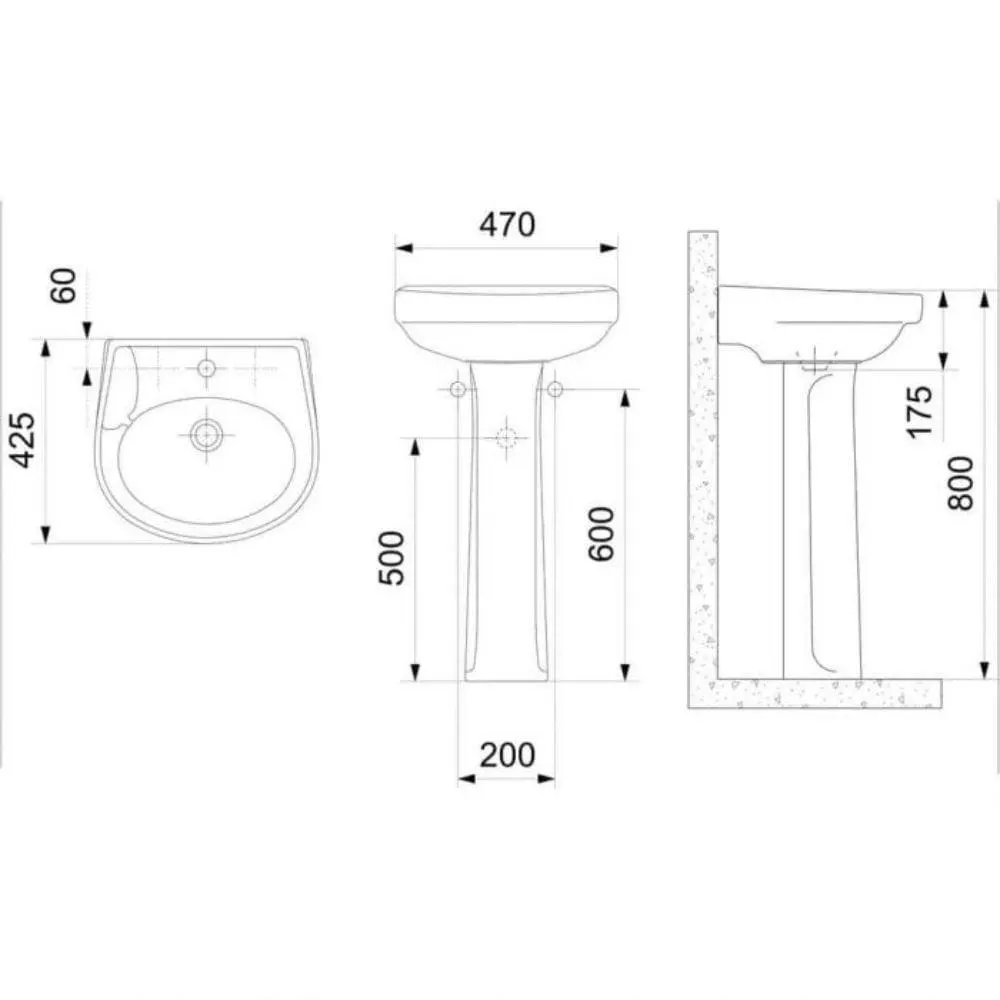 Conjunto Completo Lavatório 47X42cm com Coluna Incepa Zip Branco