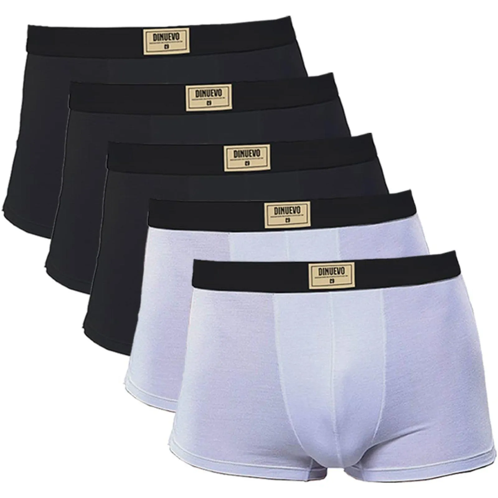 Kit 5 Cuecas Boxer Di Nuevo Algodão Premium Branca e Preta