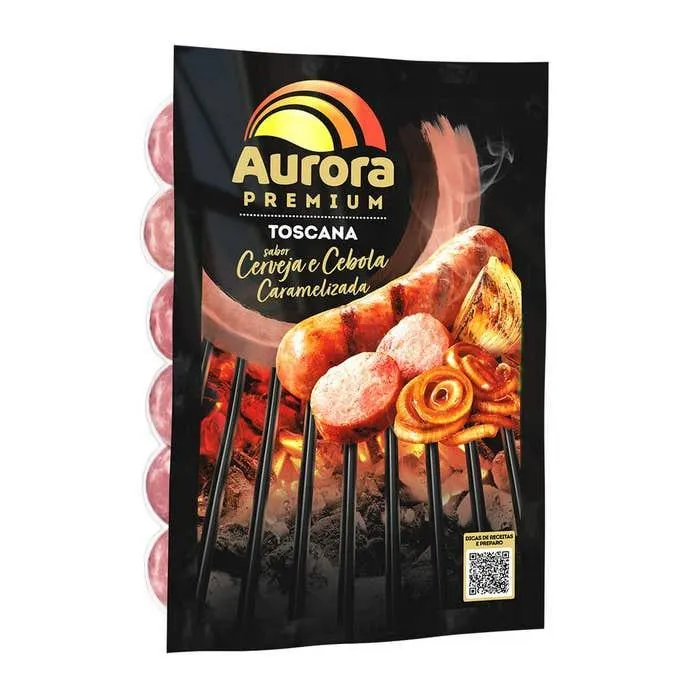 Linguiça Toscana Sabor Cerveja E Cebola Caramelizada Aurora 500g