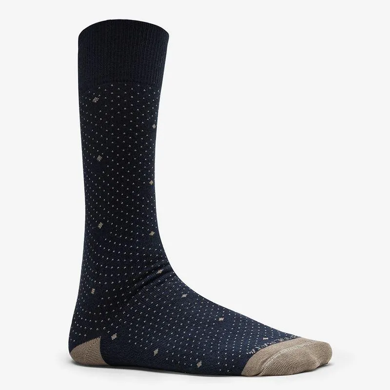 Meia Am Marinho Com Poá Dourado 39/43