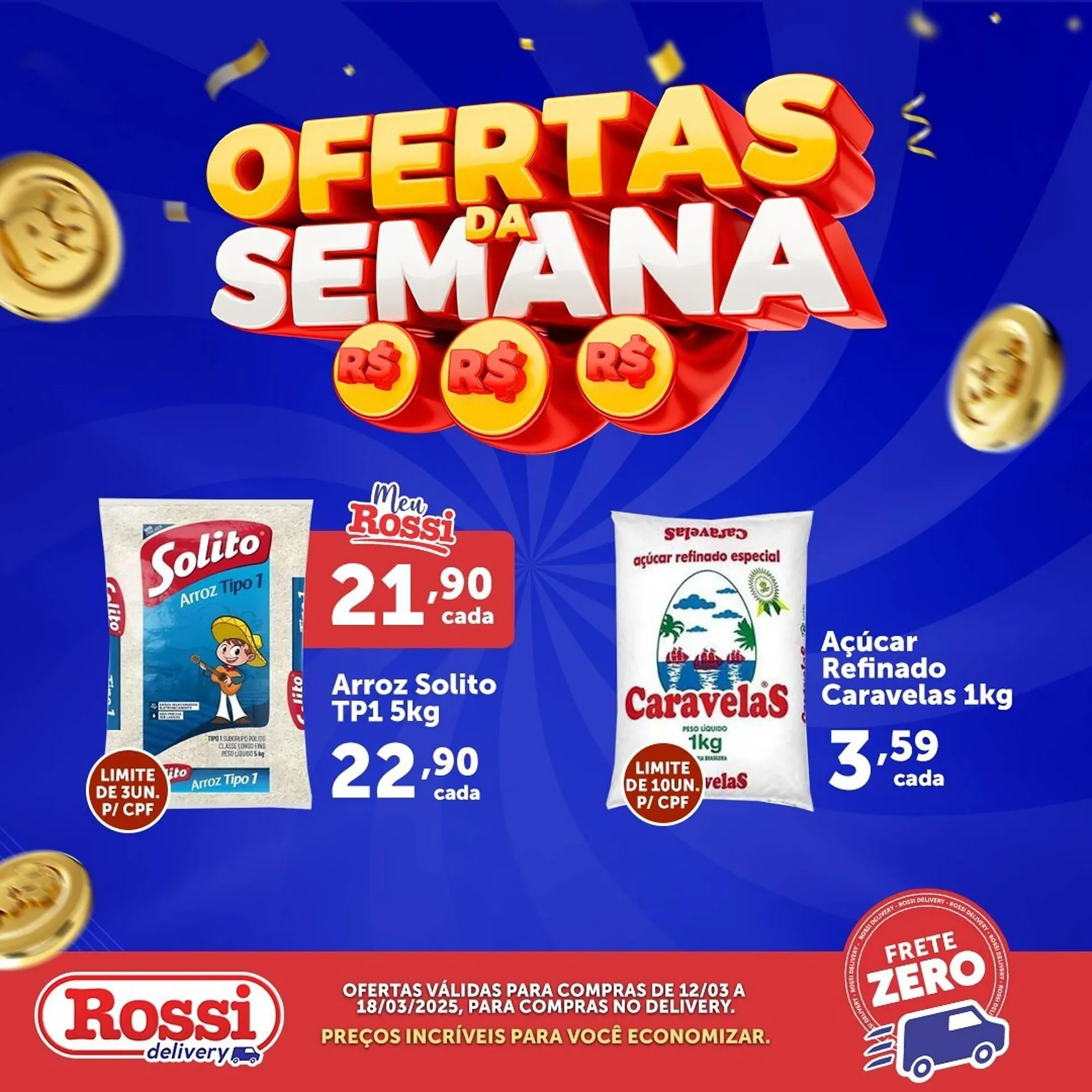 Encarte de Catálogo Rossi Supermercado 12 de março até 18 de março 2025 - Pagina 1