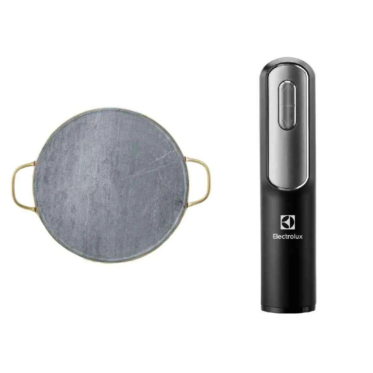 Kit Pedra para Pizza de Pedra Sabão com Alças de Cobre + Abridor de Vinho Elétrico Automático Electrolux