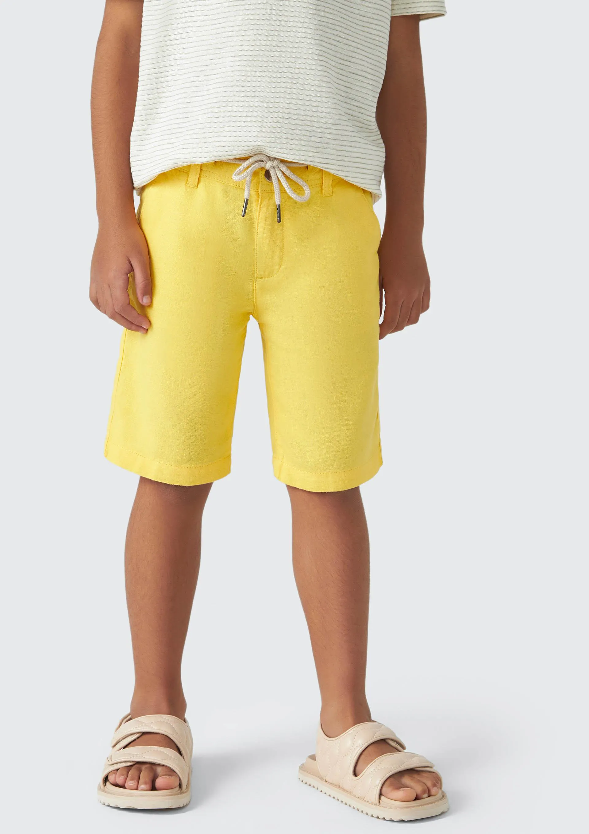 Bermuda Infantil Menino Tradicional Com Linho - Amarelo