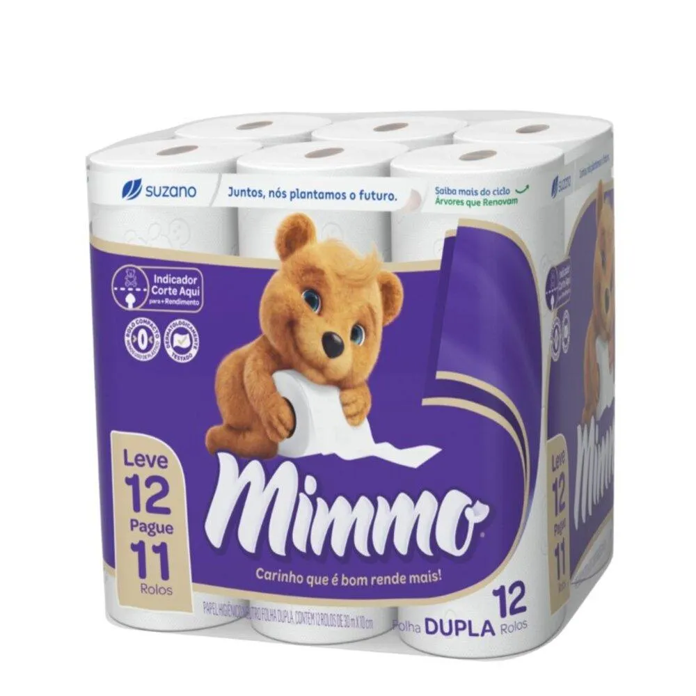 Papel Higiênico Folha Dupla Mimmo 30m Leve 12 Pague 11