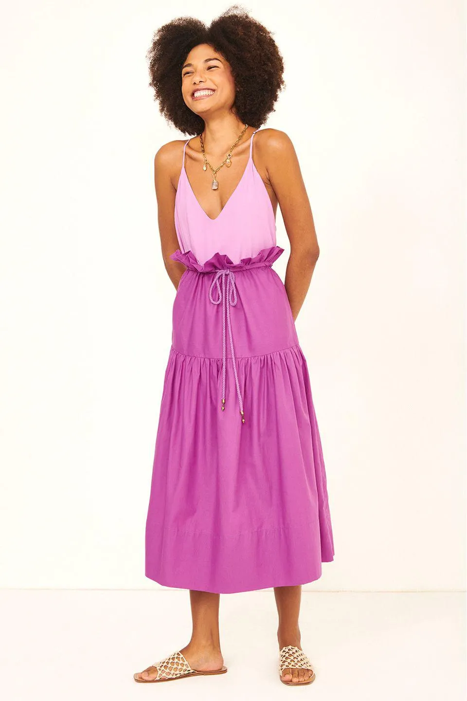 Saia Algodao Longuete Bainha Larga