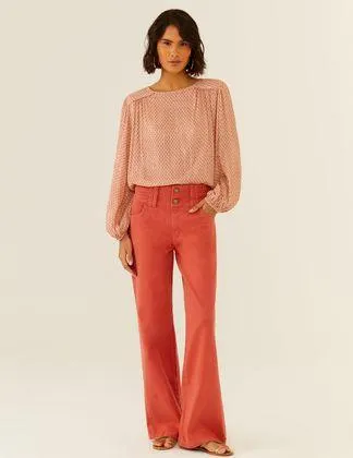 Calça Sarja Detalhe Recortes