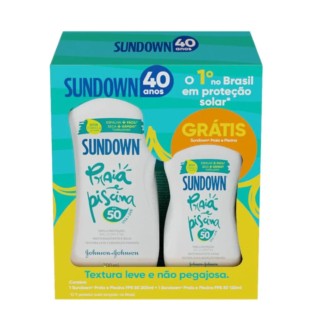 Protetor Solar Sundown Praia E Piscina Fps50 200ml + Protetor Solar Sundown Praia E Piscina Fps50 120ml