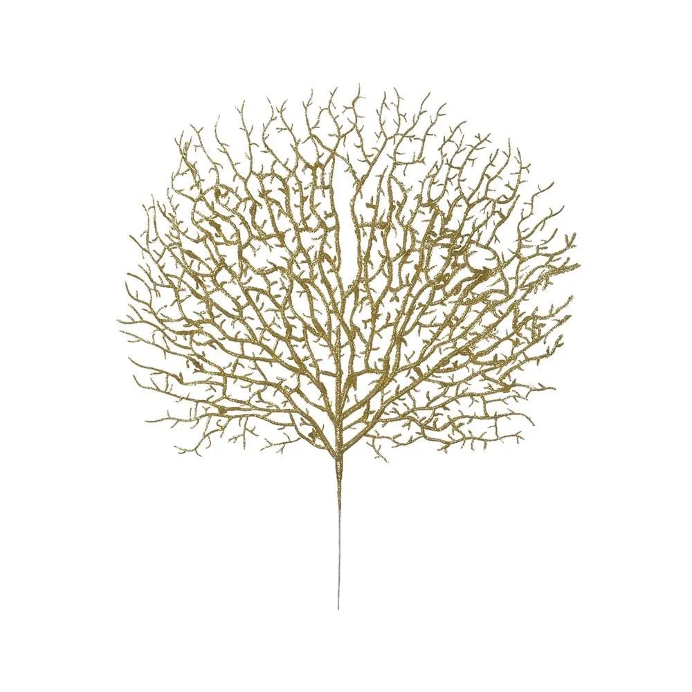 Haste Folha Grass com Glitter Dourado 55cm