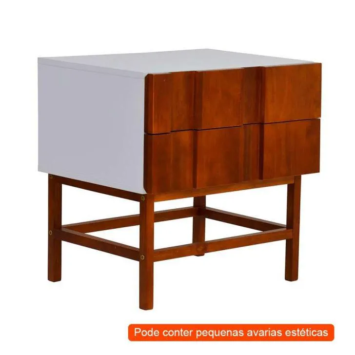 [OUTLET] Mesa de Cabeceira Barra 2 GV Amêndoa e Branca