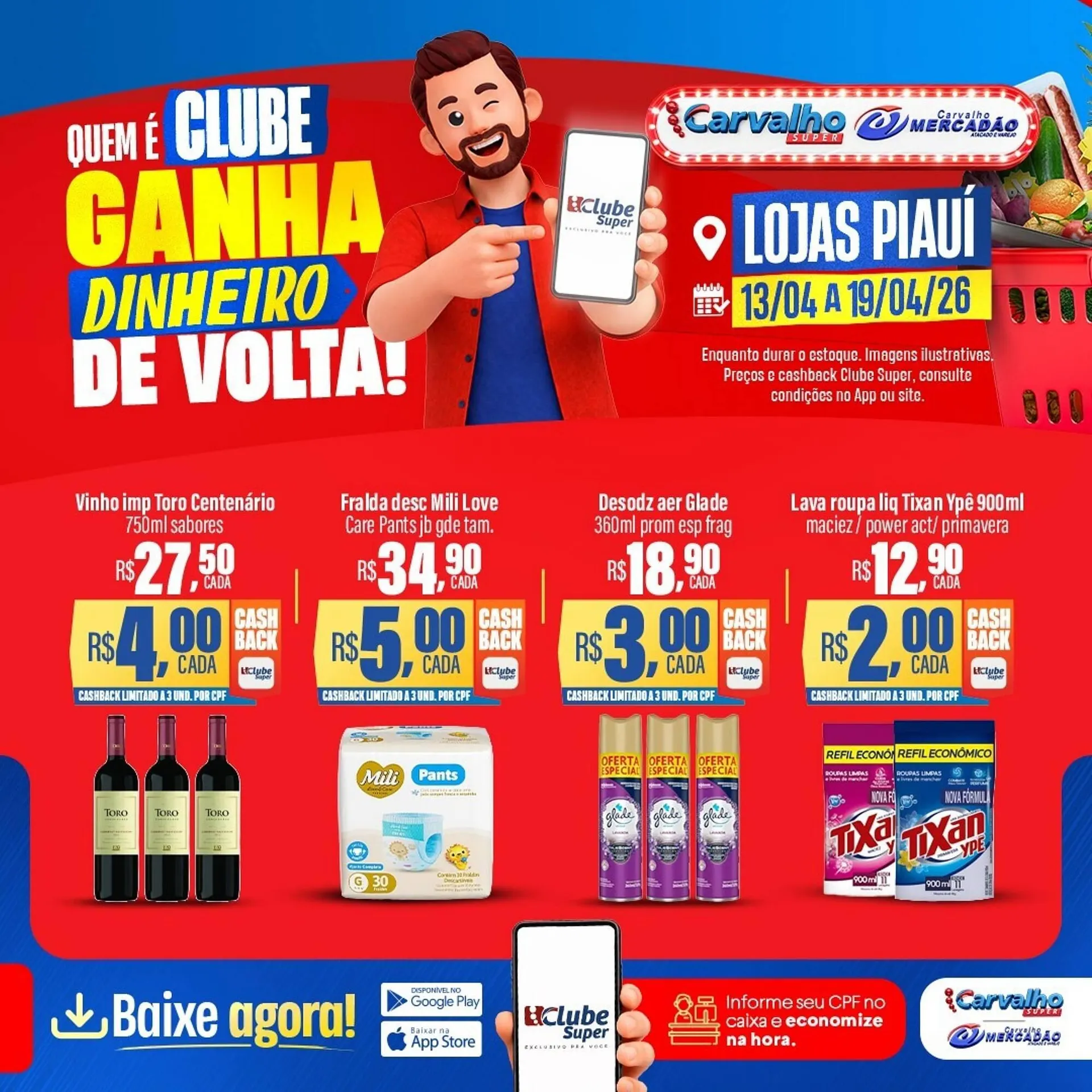 Encarte de Catálogo Carvalho Supermercado 13 de abril até 19 de abril 2026 - Pagina 1