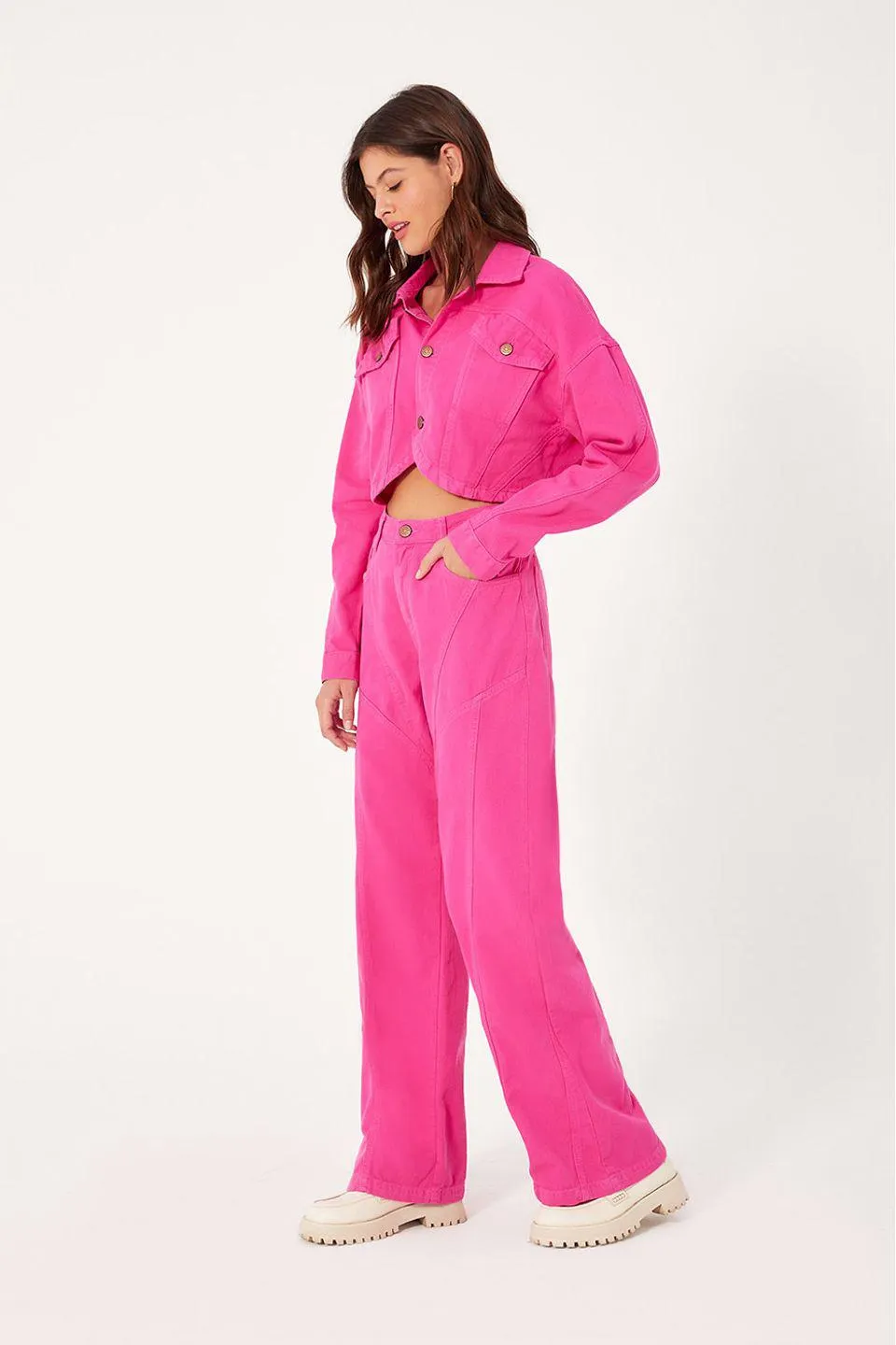 Calça Sarja Color Recortes