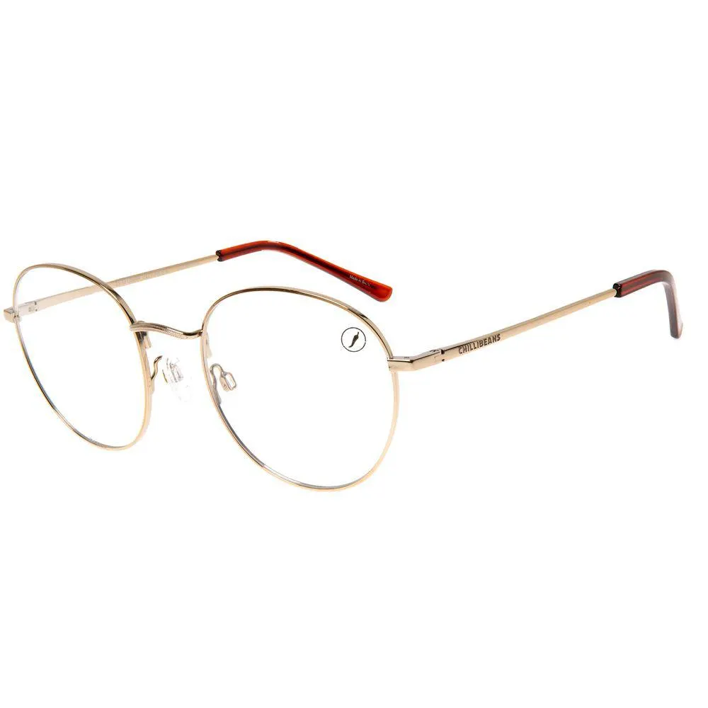 Armação Para Óculos De Grau Unissex Chilli Beans Redondo Metal Dourado - LV.MT.0644.2121 M