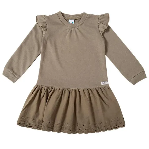 Vestido manga longa verde escuro moletinho toddler tip top