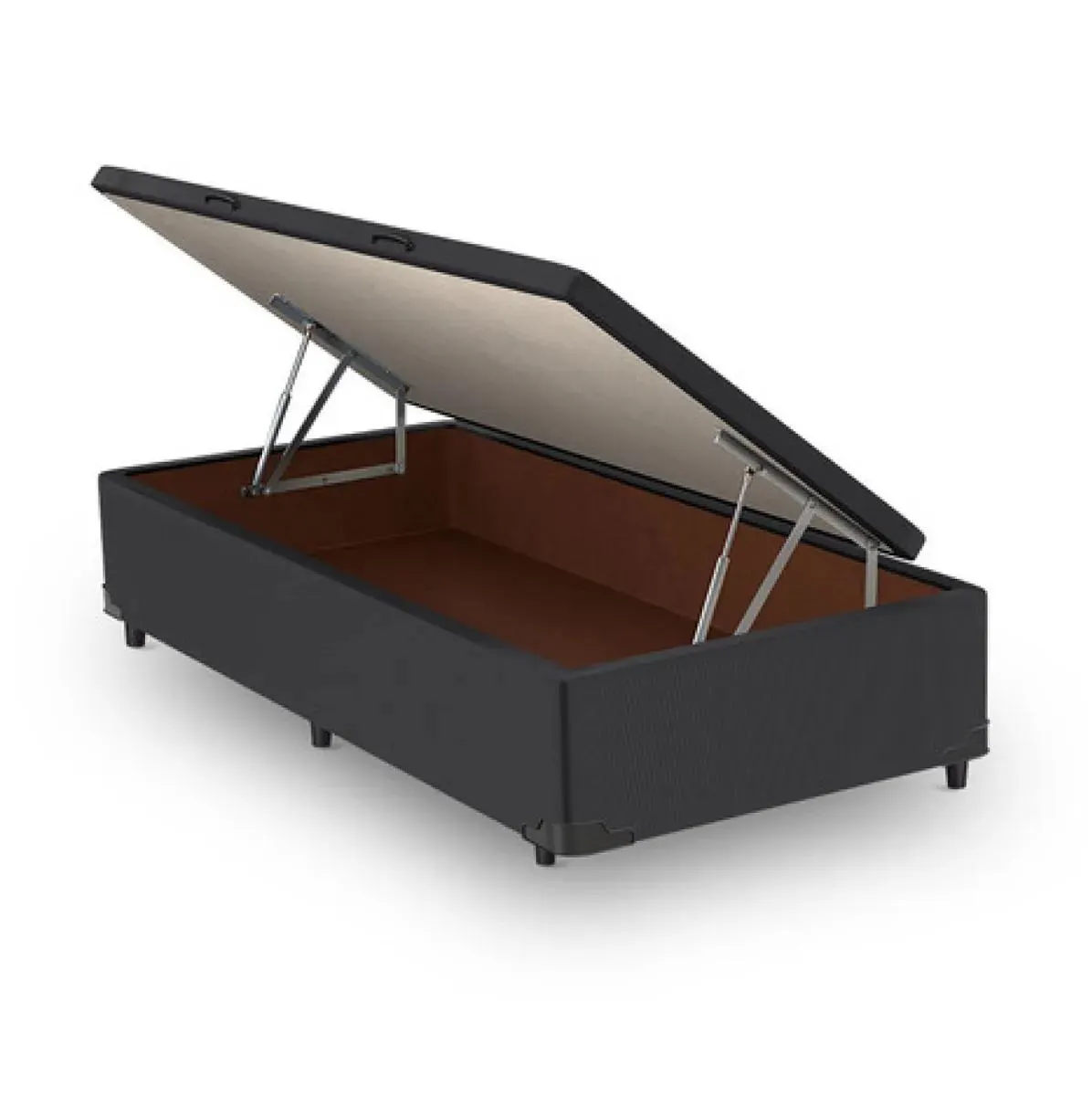 Base Cama Box Com Baú Abertura Lateral King Star Suede Cinza