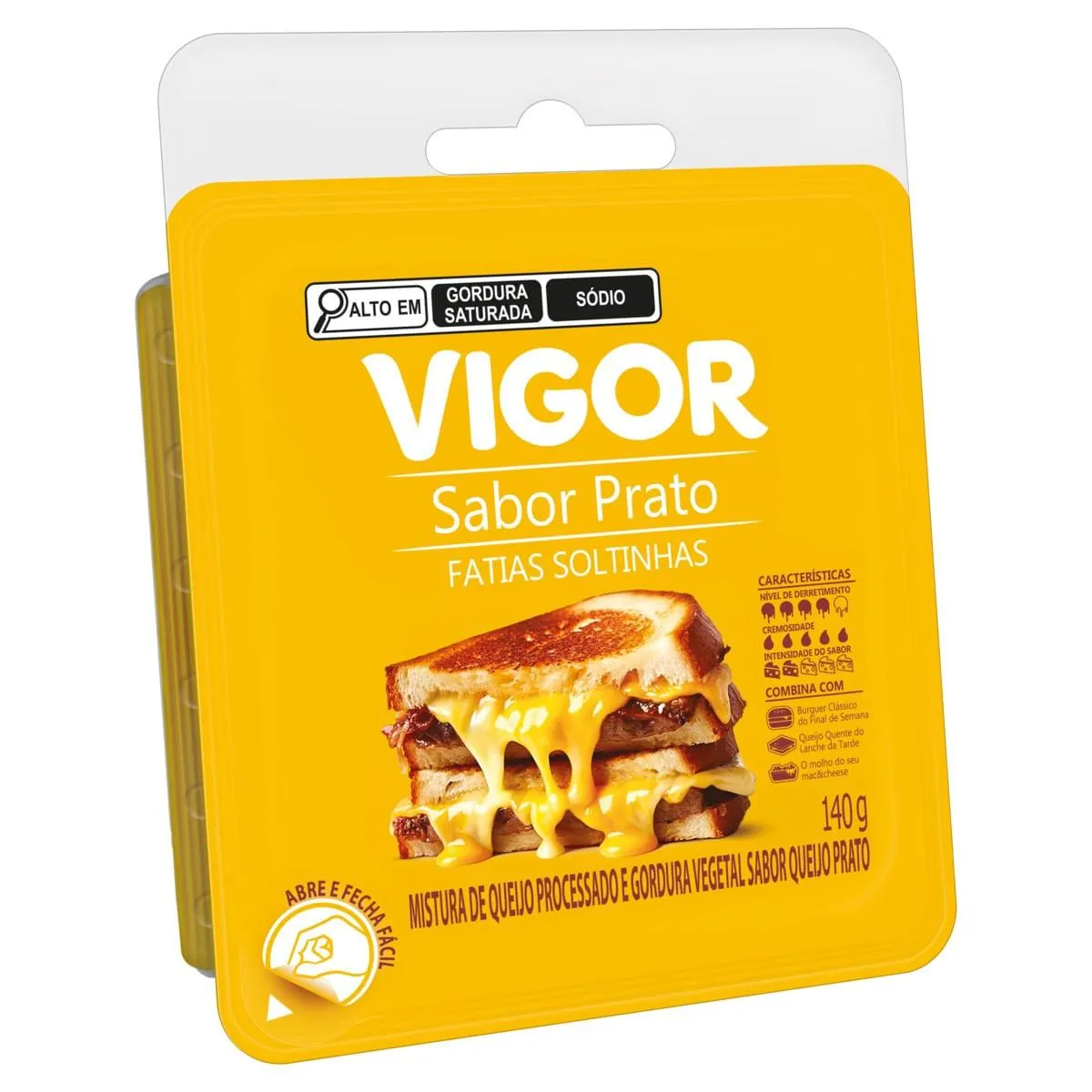 Queijo Processado Sabor Prato Vigor 140g Fatiado