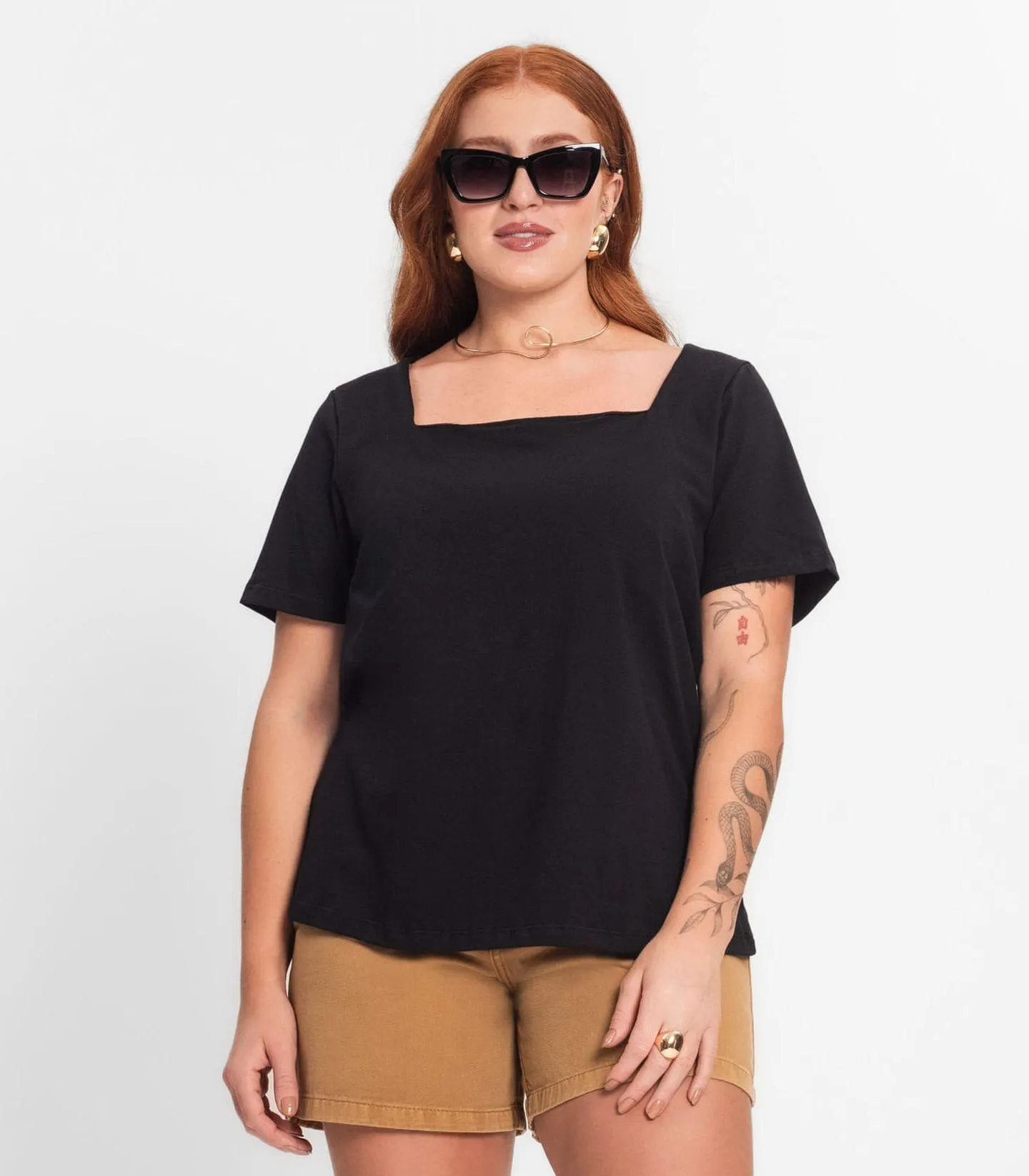 Blusa Feminina Plus Size Secret Glam Preto