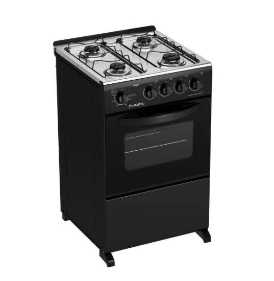 Fogão Esmaltec Bali 4111 Facelift - 4 Bocas, Porta de Vidro - Preto