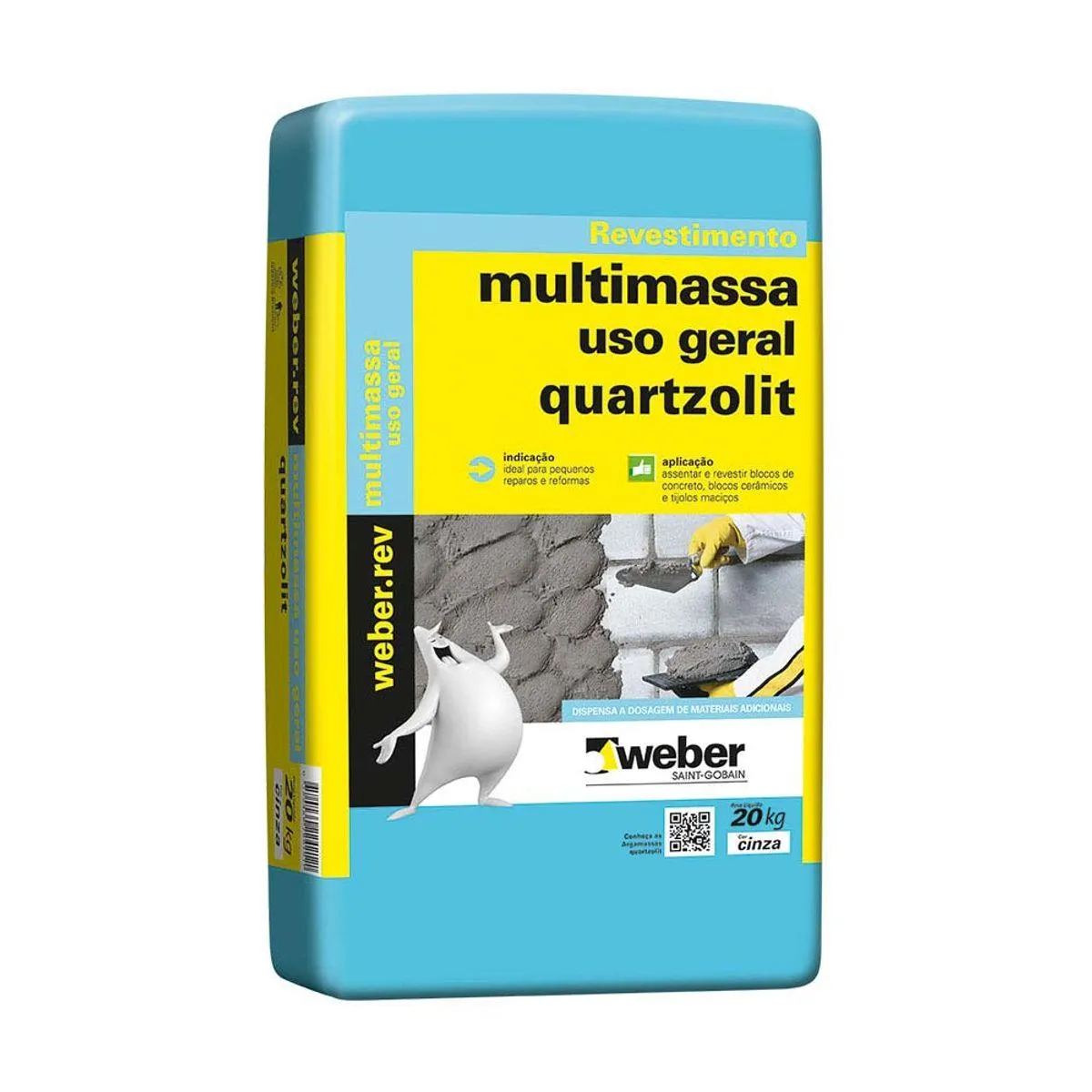 Argamassa Revestimento Multimassa de uso Geral Cinza 20kg Quartzolit