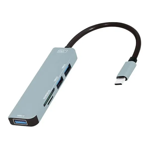 HUB USB-C 5 em 1, 2 portas USB 2.0, 1 porta USB 3.0, 1 leitor SD, 1 leitor Micro SD 1, JL-CX04-1B, 2Plug - BT 1 UN